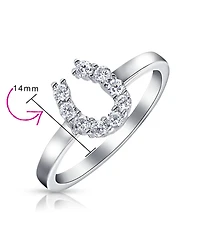 Bling Jewelry Good Luck Cubic Zirconia Pave Cz Equine Cowgirl Equestrian Horseshoe Ring .925 Sterling Silver