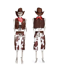Yescom 2Pcs Pirate Life Size Skeleton Poseable Cowboy for Halloween Party Haunted House Decorations 2024
