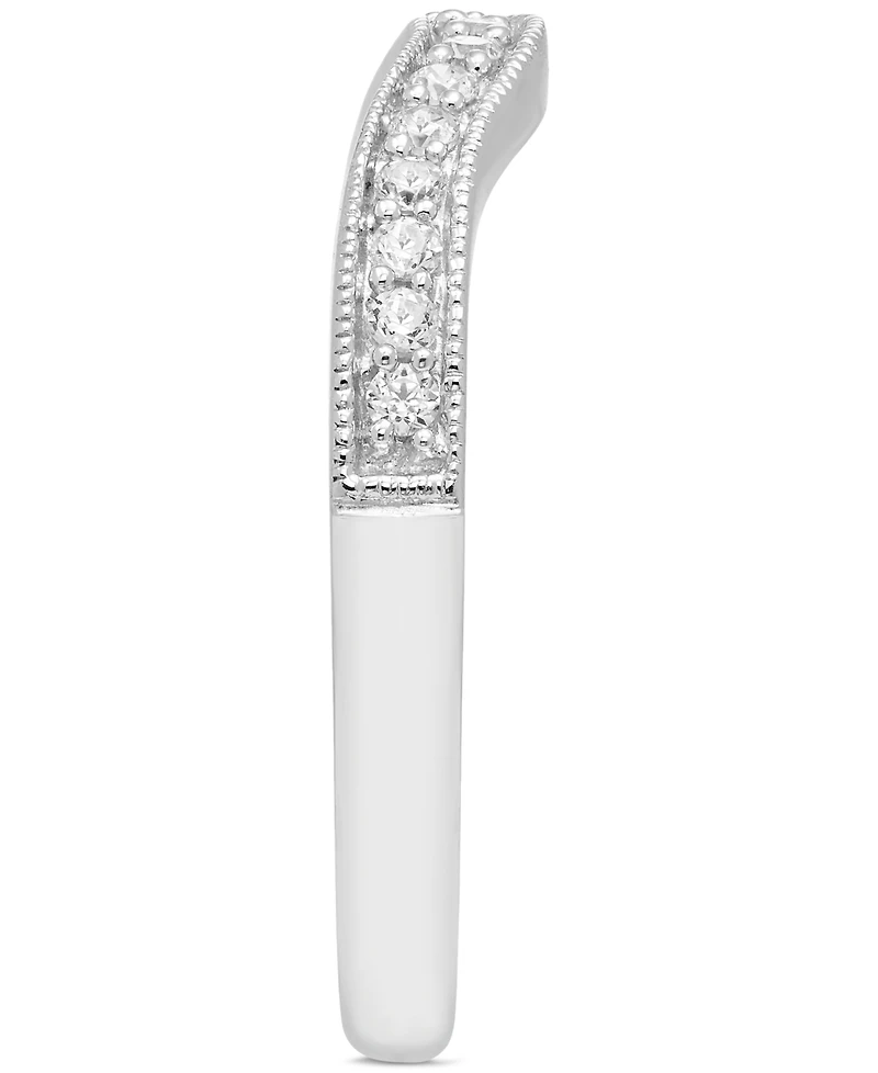 Diamond Milgrain Beaded Contour Band (1/5 ct. t.w.) in 14k White Gold