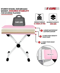 5 Core Keyboard Bench 3" Padded Cushioned Piano Stool Height Adjustable Guitar Seat Folding Portable - Kbb Pnk Hd