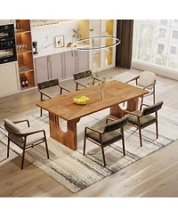 Tribesigns Modern Dining Table for 6 to 8 People, 71" Large Kitchen Dining Table with Wood Pedestal Base, Rectangular Long Dinner Table, Rustic B