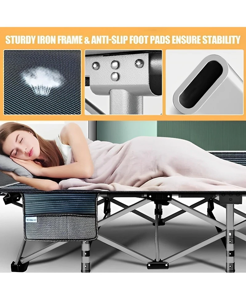Skonyon 2-Piece Folding Bed & Camping Cots with Removable Cotton Mattress Indoor/Outdoor