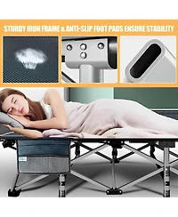 Skonyon 2-Piece Folding Bed & Camping Cots with Removable Cotton Mattress Indoor/Outdoor