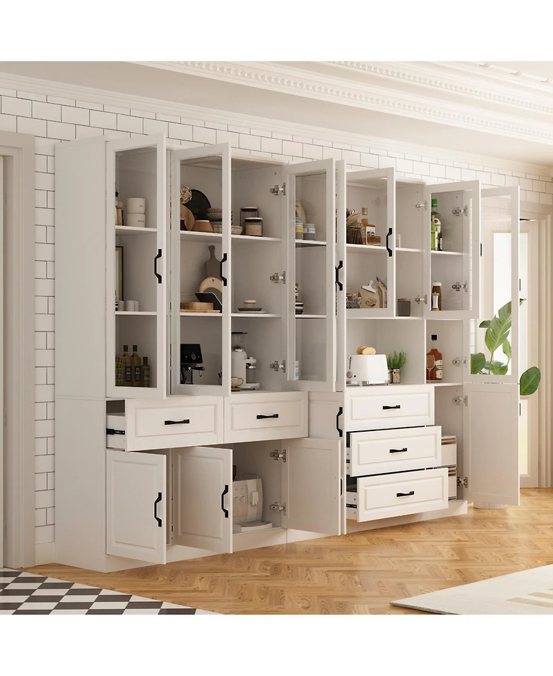 Famapy 19-Shelf Wood Standard Bookcase With Adjustable Shelves,5 Drawers