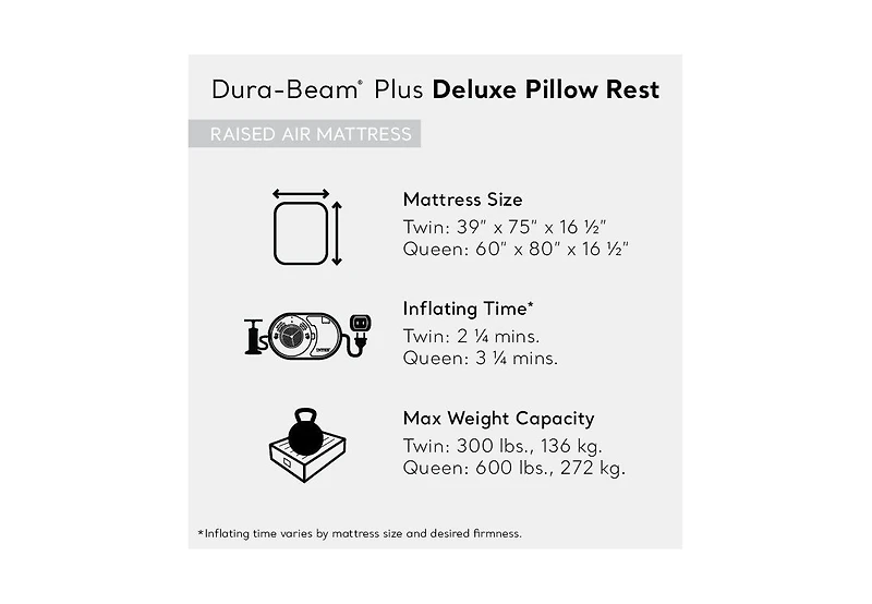 Intex Dura Beam Deluxe Pillow Raised Air Mattress Bed with Built In Pump, Twin
