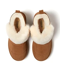 Fireside by Dearfoams Women's Bayswater Genuine Shearling Quilted Platform Bootie