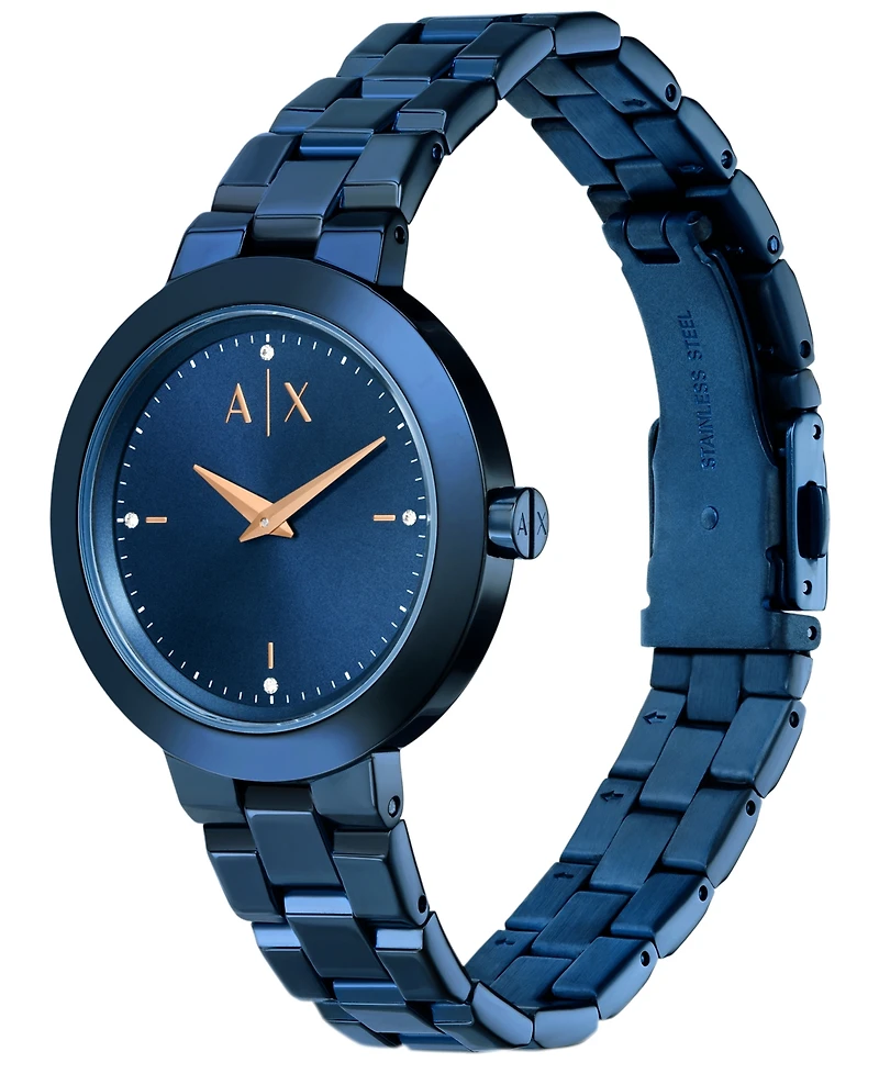 A|X Armani Exchange Women's Quartz Two-Hand Blue Stainless Steel Watch 36mm