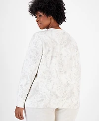 Id Ideology Plus Size Bubble-Print Fleece Crewneck Pullover Top