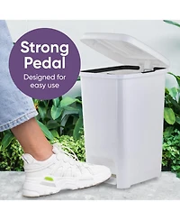 Superio 6.5 Gallon Plastic Slim Trash Can with Lid and Foot Pedal