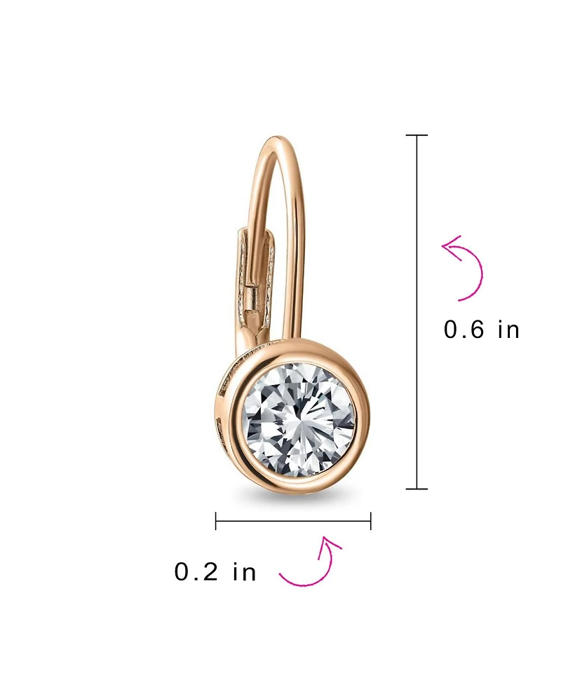 Bling Jewelry Traditional Round 1CT Cz Solitaire Drop Earrings Gold Plated .925 Sterling Silver Leverback