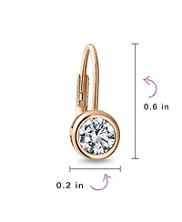 Bling Jewelry Traditional Round 1CT Cz Solitaire Drop Earrings Gold Plated .925 Sterling Silver Leverback