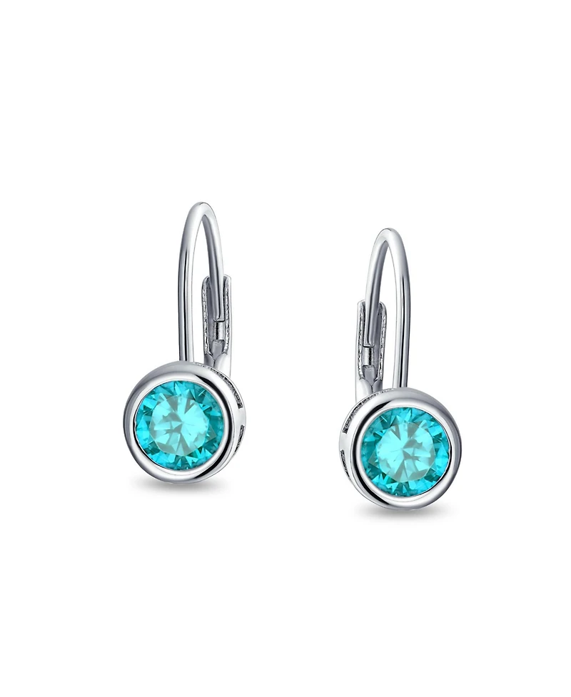 Bling Jewelry Dainty 0.50CTW Round Bezel Cubic Zirconia Cz Solitaire Dangle Drop Earrings Lever Back Rose Gold Plated .925 Sterling Silver