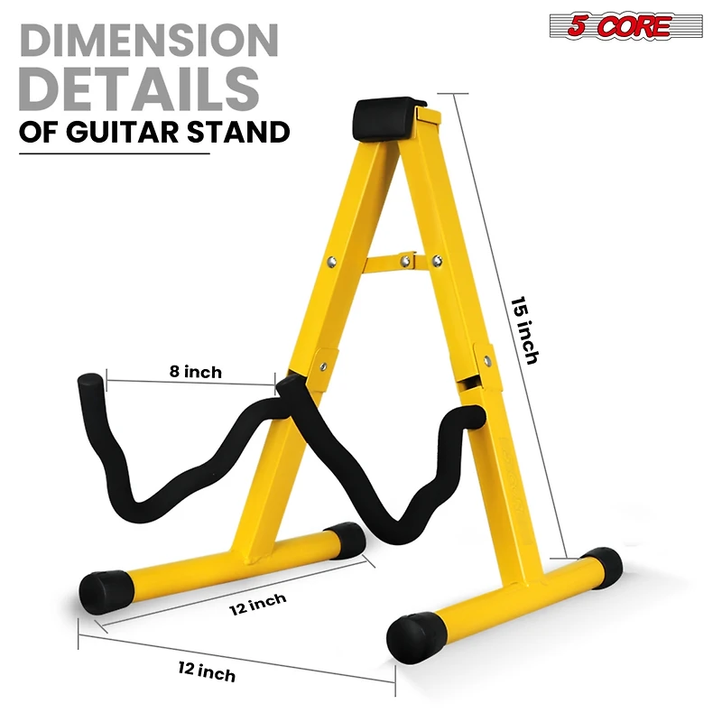 5 Core Guitar Stand Floor A Frame Electric Acoustic Bass Soporte Para Guitarra - Yellow