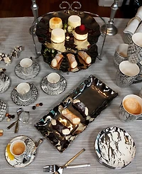 Certified International Matrix Gold-Silver Tone Canape Plates Set of 6