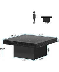 Tribesigns Led Coffee Table, Square Table Wood Low for Living Room