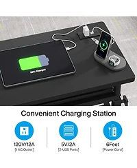 Tribesigns Small Portable Desk with Power Outlet, Height Adjustable Sofa Couch Bedside Laptop Table Wheels, Mobile Standing Rolling Computer