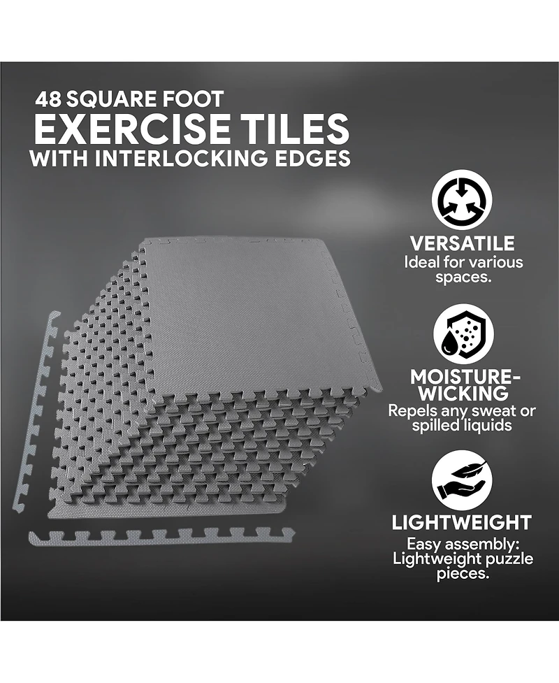 BalanceFrom Fitness 48 Sq Ft Interlocking Eva Foam Exercise Mat Tiles