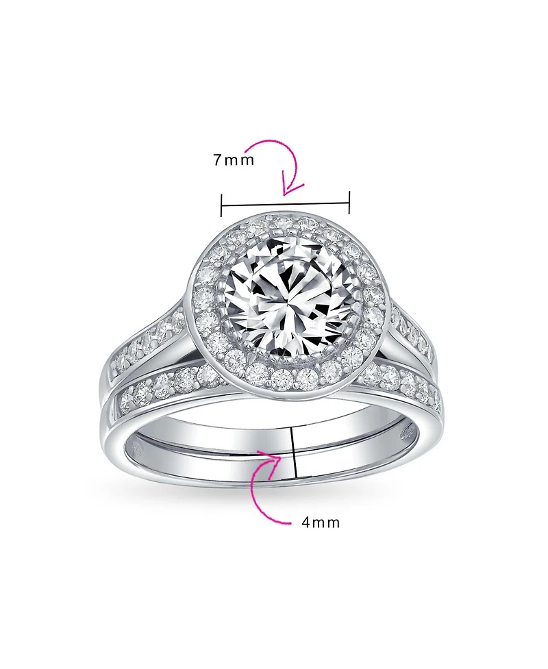 Bling Jewelry Circlet Art Dec Style 3CT Round Solitaire Aaa Cz Halo Pave Band Inset Guard Enhancers Anniversary Engagement Wedding Ring Set For Women