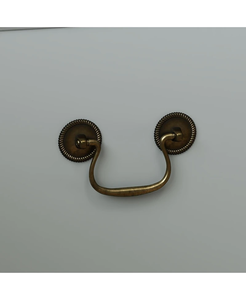 Famapy Grey Wood Bookcase With Tempered Glass Doors and 6-Drawers