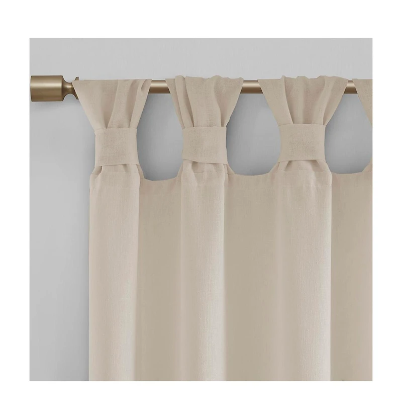 Rosette Floral Embellished Cuff Tab Top Solid Curtain Panel