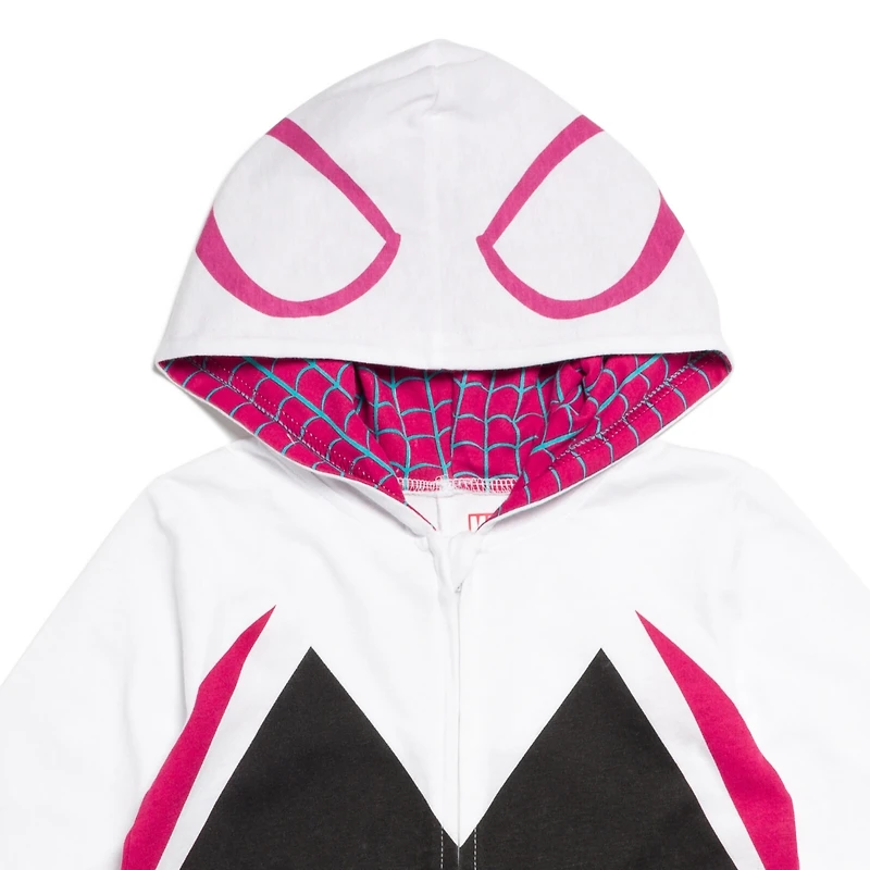 Spider-Man Little Girls Marvel Spider-Gwen Ghost Spider Zip Up Cosplay Coverall Newborn to