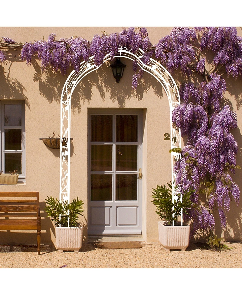 Slickblue Metal Garden Arch – Cream White, Freely Assemble with 8 Styles, Arbor Trellis for Climbing Plants, Rose Support, Outdoor Wedding & Pa