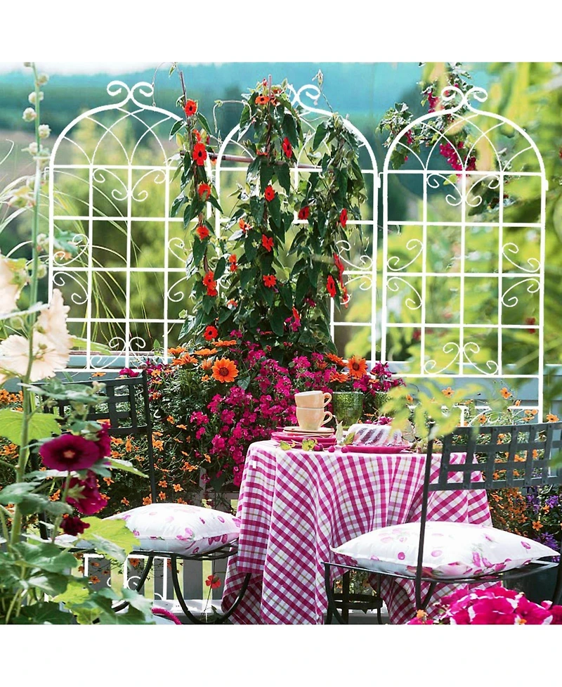 Slickblue 2-Pack Metal Garden Trellis – 86.7'' x 19.7'', Rustproof Cream White Trellis for Climbing Plants and Outdoor Flower Support