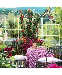 Slickblue 2-Pack Metal Garden Trellis – 86.7'' x 19.7'', Rustproof Cream White Trellis for Climbing Plants and Outdoor Flower Support