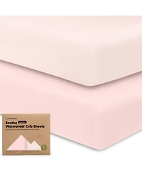 KeaBabies 2pk Soothe Waterproof Fitted Crib Sheets for Girl, Boy, 100% Soft Cotton Mattress Protector Sheet