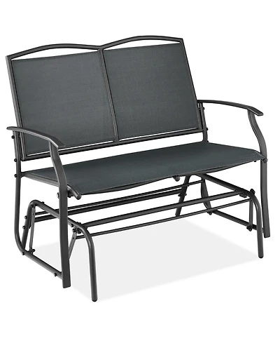 Best Choice Products 2-Person Outdoor Swing Glider, Steel Patio Loveseat, Bench Rocker w/ Armrests