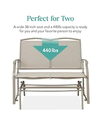 Best Choice Products 2-Person Outdoor Swing Glider, Steel Patio Loveseat, Bench Rocker w/ Armrests