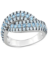 Amethyst (4/5 ct. t.w.) & Rose De France (3/4 Swirl Ring Sterling Silver (Also available Garnet, Pink Sapphire Blue Topaz)