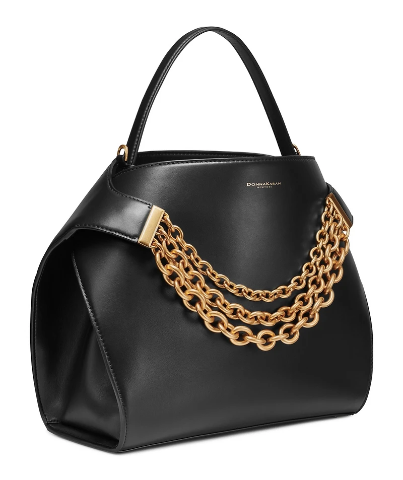 Donna Karan New York Plandome Chain Top Handle Leather Satchel