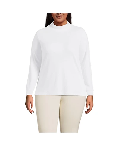 Lands' End Plus Relaxed Cotton Long Sleeve Mock Turtleneck