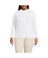 Lands' End Plus Relaxed Cotton Long Sleeve Mock Turtleneck