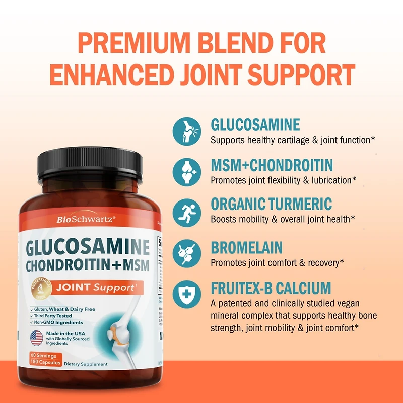 Glucosamine Chondroitin Msm 2110mg - Joint Support Supplement with Turmeric Curcumin- Made in Usa