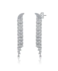 White Gold Plated with Clear Cubic Zirconia Bridal Dangle Earrings