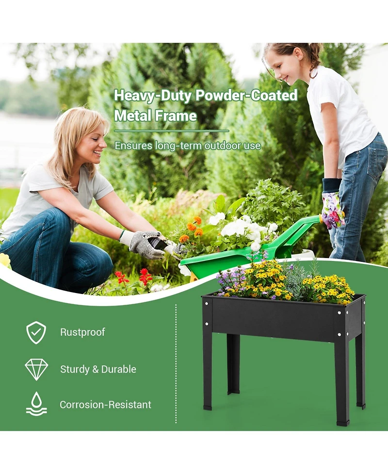 Sugift Metal Raised Garden Bed with Legs and Drainage Hole for Vegetable Flower