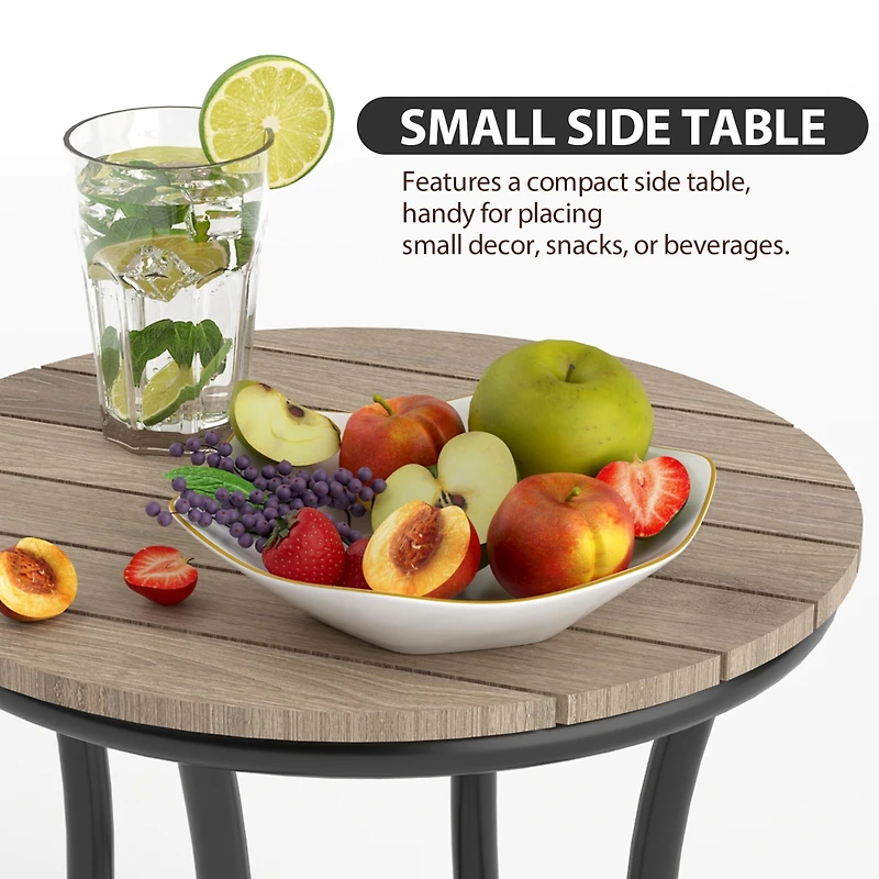 8-Piece Aluminum Gray Outdoor Patio Dining Set with Rectangle Table, Small Side Table and 6-Stackable Chairs