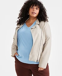 Style & Co Plus Size Lace-Trim Flutter-Sleeve Top, Created for Macy's