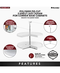 Rev-a-Shelf 28'' Lazy Susan Pie-Cut Polymer 2-Shelf, White, 6942-28-11-52