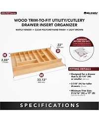 Rev-a-Shelf Trim to Fit Shallow Drawer Organizer, 33.13" x 22", 4WUTCT-36-1