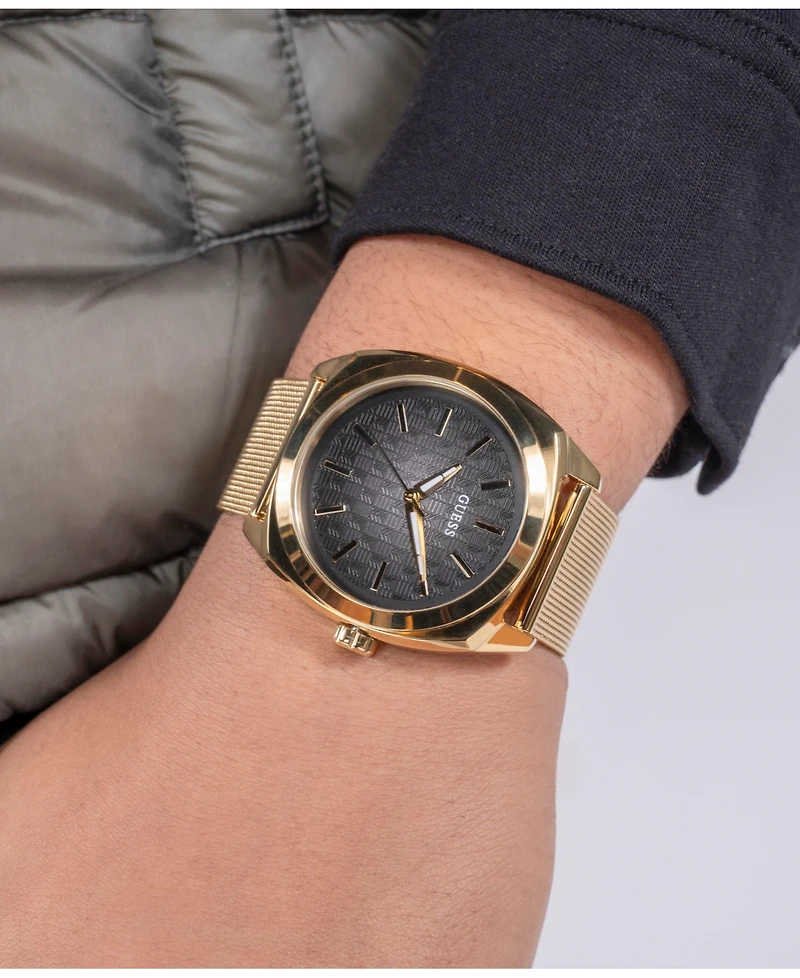 Guess Men's Analog Gold Tone Mesh Watch 43mm