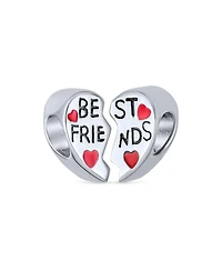 Bling Jewelry Best Friends Bff Split Red Heart Two Piece Charm Bead Sterling Silver