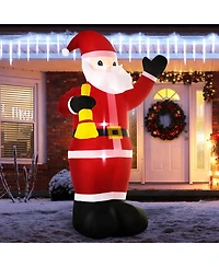 Homcom 8FT Outdoor Lighted Inflated Xmas Holiday Yard Decoration, Santa Claus with Bell