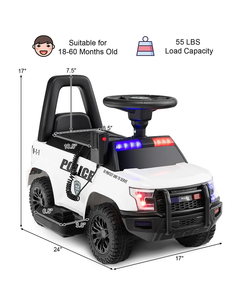 2-in-1 6V Kids Ride On Car Toddler Push Car w/ Megaphone & Siren