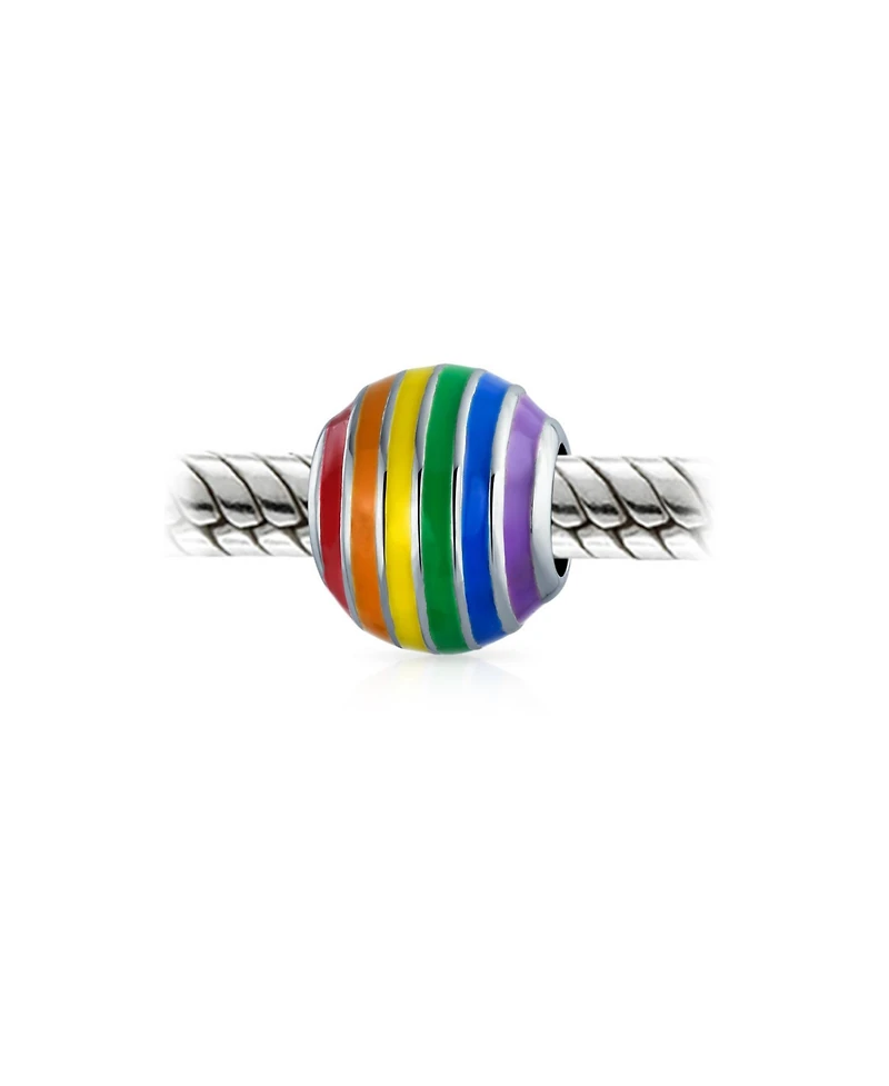 Bling Jewelry Inspirational Rainbow Symbol Spacer Charm Bead For Women Sterling Silver Fits European Bracelet