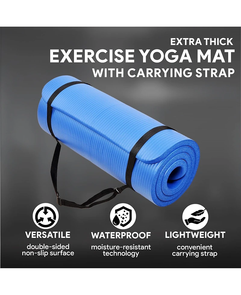 BalanceFrom Fitness BalanceFrom GoCloud 1" Extra Thick Exercise Yoga Mat with Carrying Strap