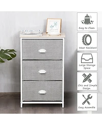 Gymax 3 Drawer Nightstand Side Table Storage Tower Dresser Chest Home Office Furniture