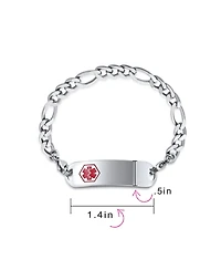 Bling Jewelry Lightweight Blank Identification Medical Id Link Bracelet Stainless Steel 8.5in